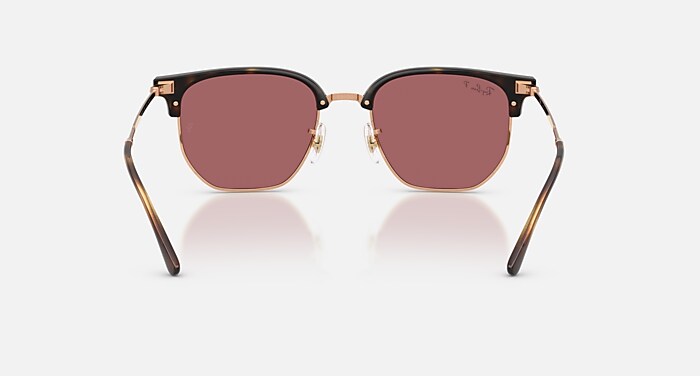 Ray-Ban Sunglasses Unisex New Clubmaster Online Only Limited - Rose Gold Frame Violet Lenses 51-20 Polarized
