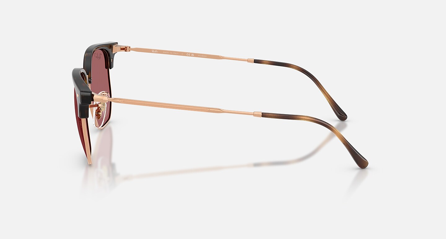 Ray-Ban Sunglasses Unisex New Clubmaster Online Only Limited - Rose Gold Frame Violet Lenses 51-20 Polarized