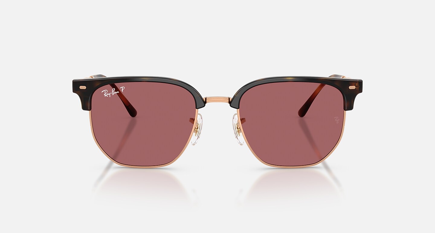 Ray-Ban Sunglasses Unisex New Clubmaster Online Only Limited - Rose Gold Frame Violet Lenses 51-20 Polarized