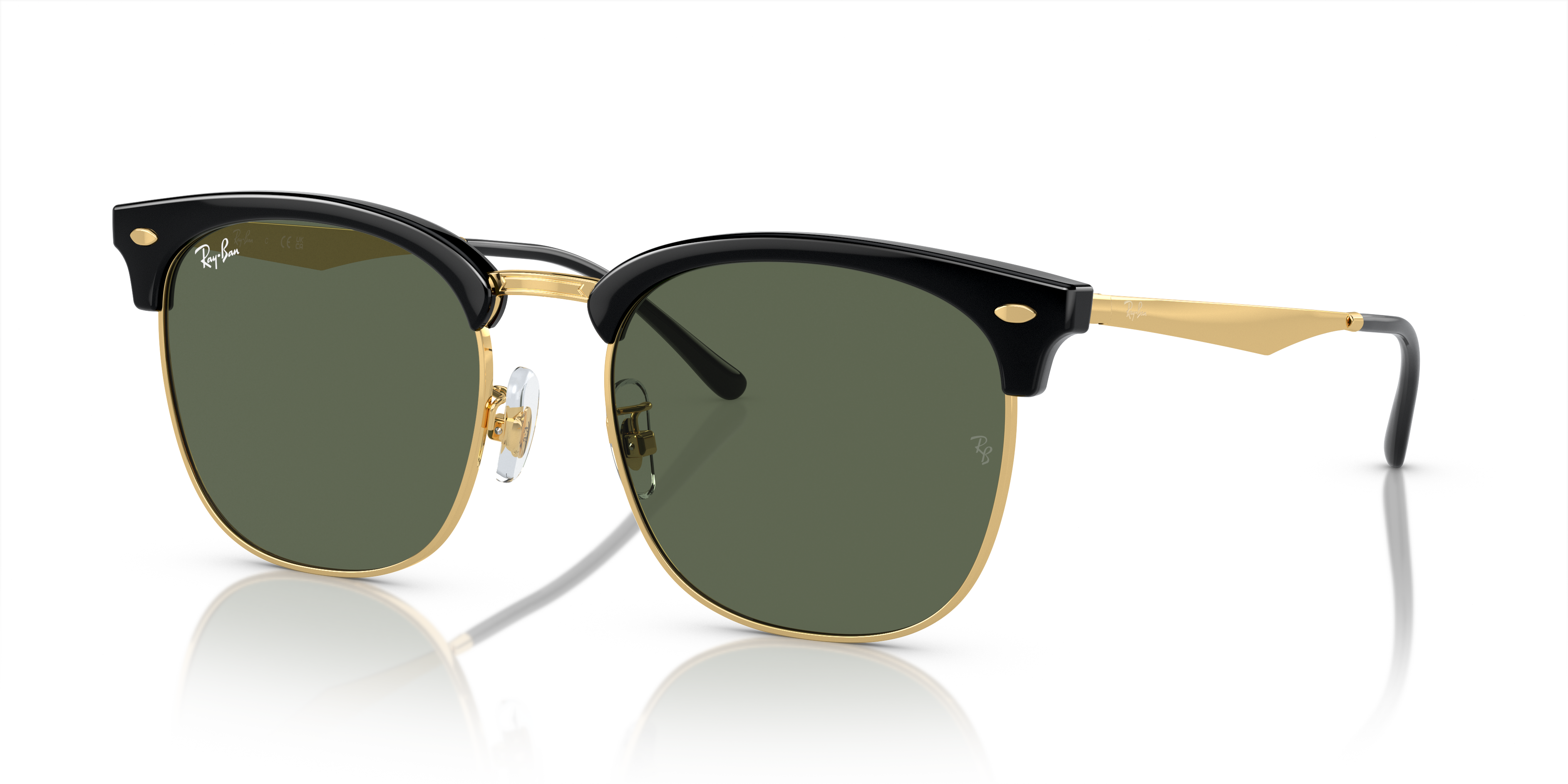 RB4418D Polished Black On Gold Frame Dark Green Lenses 56-19