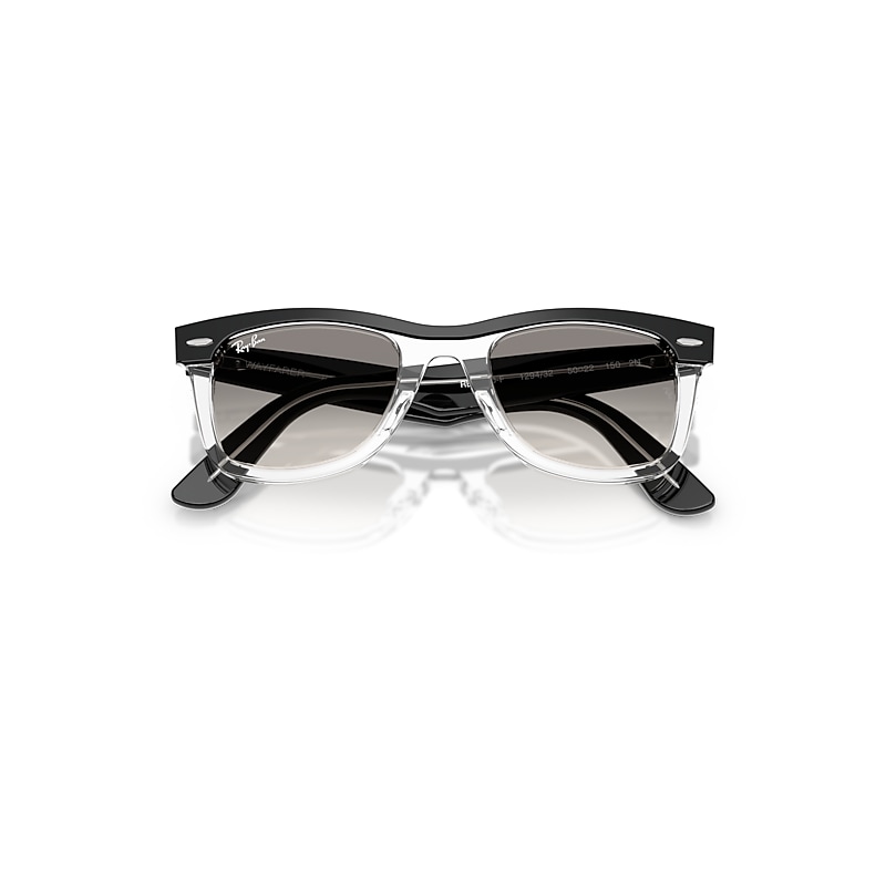 Ray Ban Wayfarer Street Neat Sunglasses Black On Transparent Frame Grey Lenses 52-22 In Black