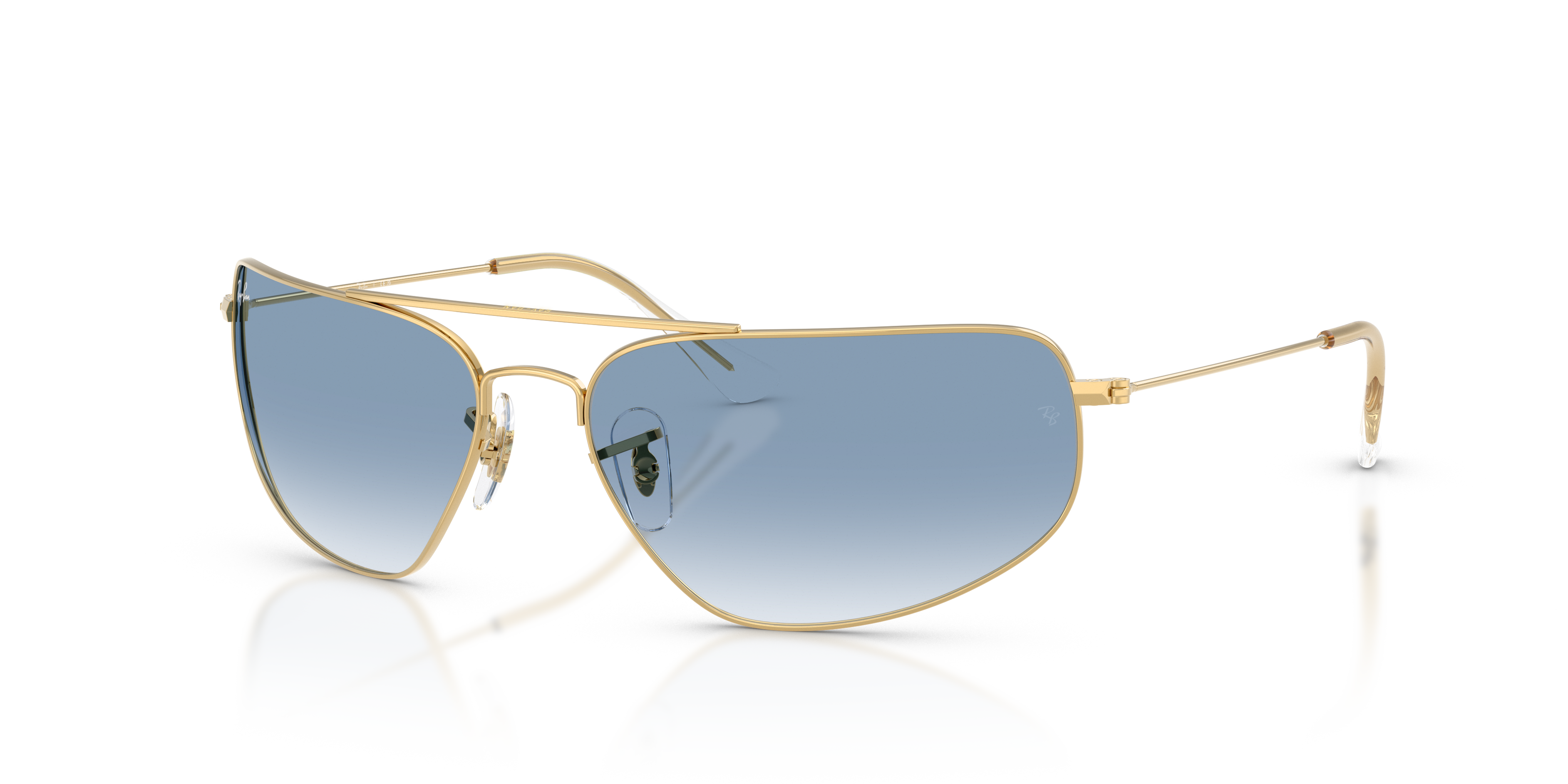 RB3780 Polished Arista Gold Frame Clear Gradient Blue Lenses 63-16