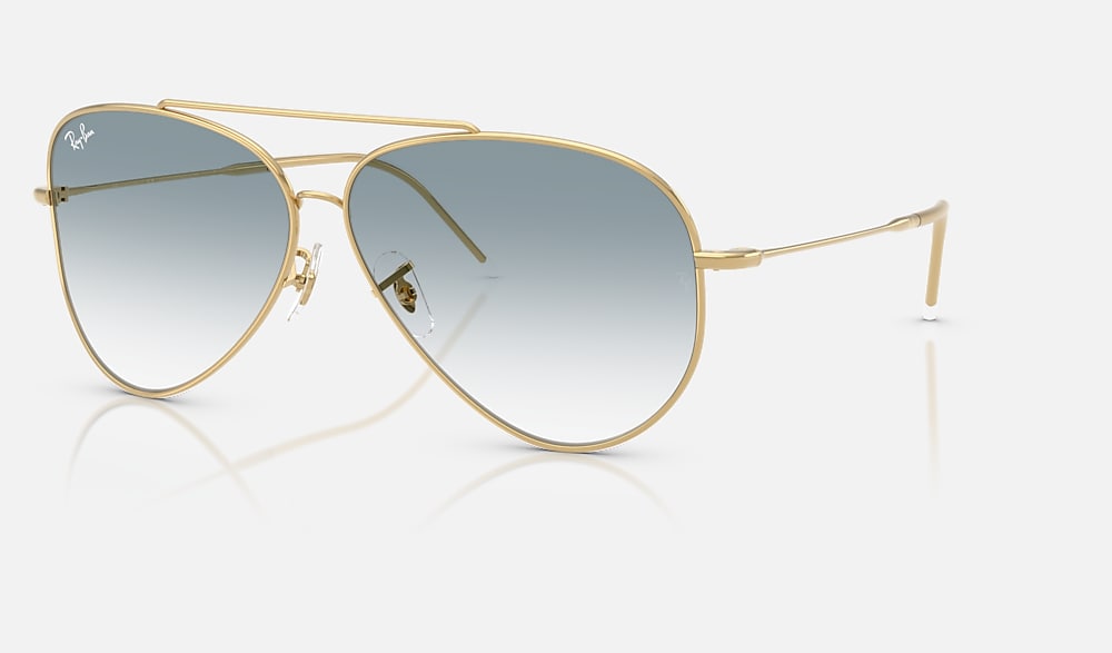 AVIATOR REVERSE Sunglasses in Arista Gold and Clear Gradient Blue