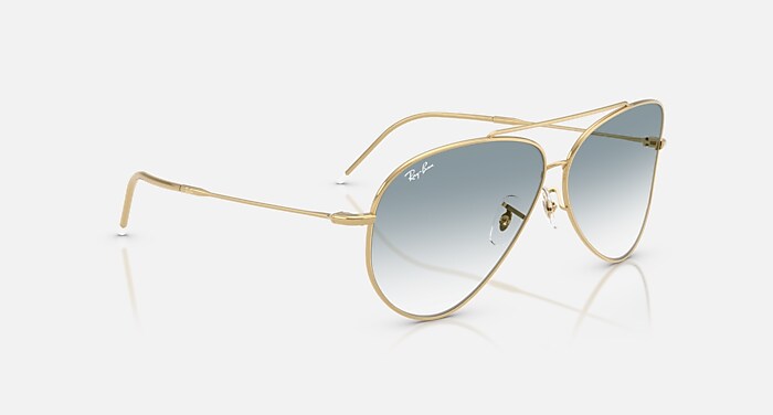 AVIATOR REVERSE Sunglasses in Arista Gold and Clear Gradient Blue