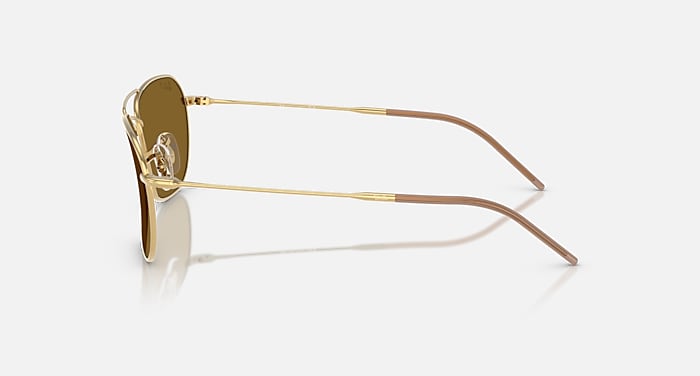 Ray-Ban Sunglasses Unisex Caravan Reverse - Arista Gold Frame Brown Lenses 61-15 Polarized
