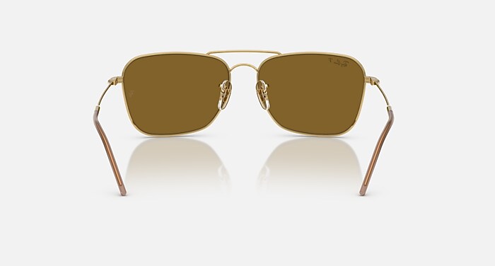 Ray-Ban Sunglasses Unisex Caravan Reverse - Arista Gold Frame Brown Lenses 61-15 Polarized