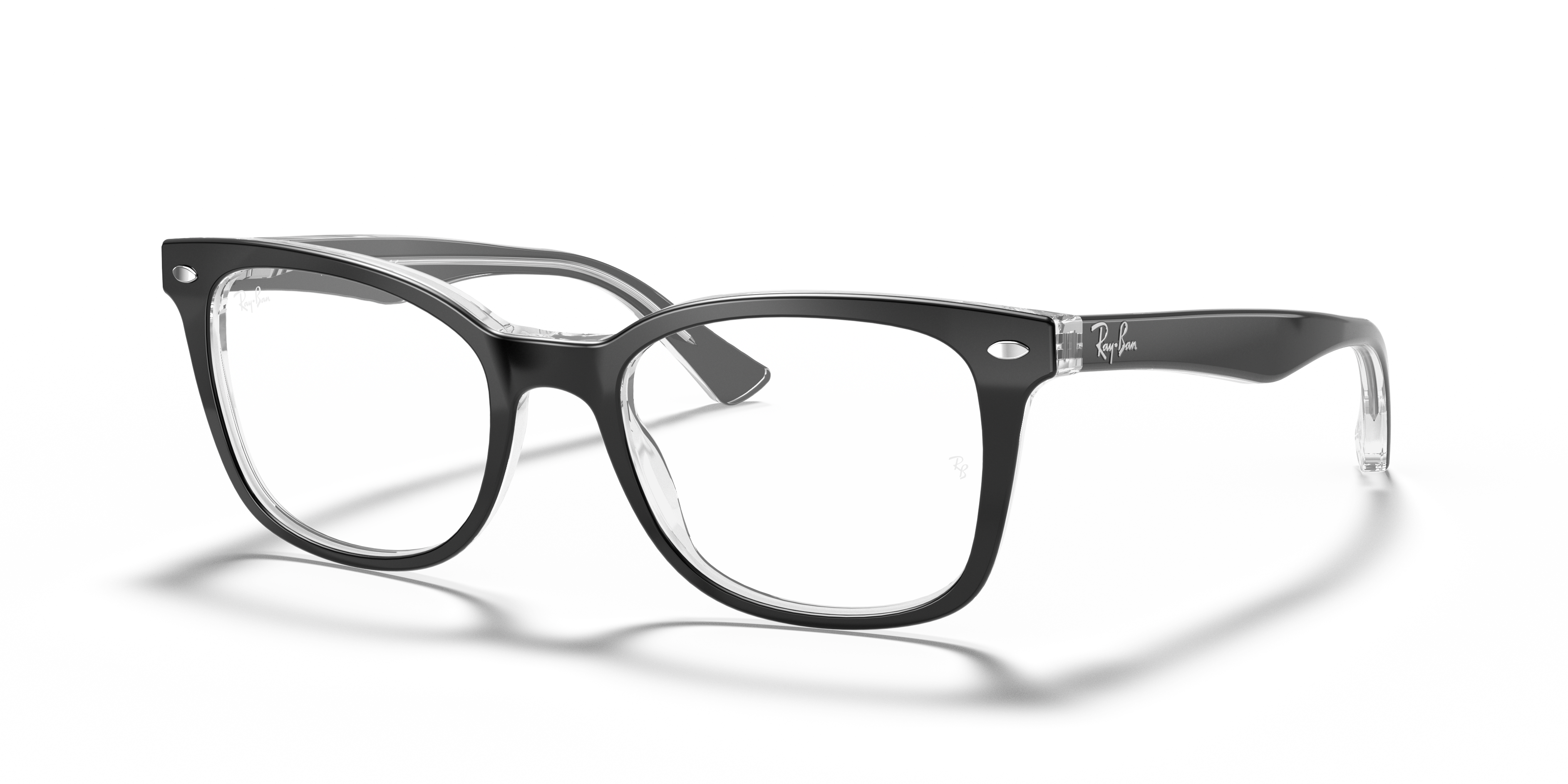 RB5285 OPTICS Polished Black On Transparent Frame Clear Lenses 53-19