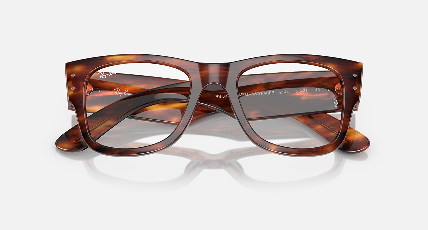 Ray-Ban Eyeglasses Unisex Mega Wayfarer Optics Prescription - Striped Havana Frame Clear Lenses 51-21 Polarized