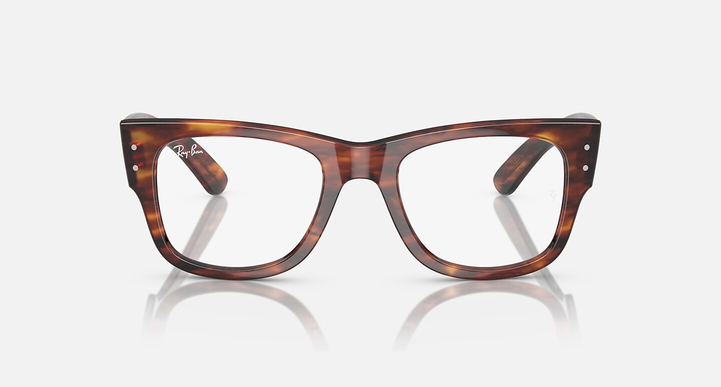 Ray-Ban Eyeglasses Unisex Mega Wayfarer Optics Prescription - Striped Havana Frame Clear Lenses 51-21 Polarized