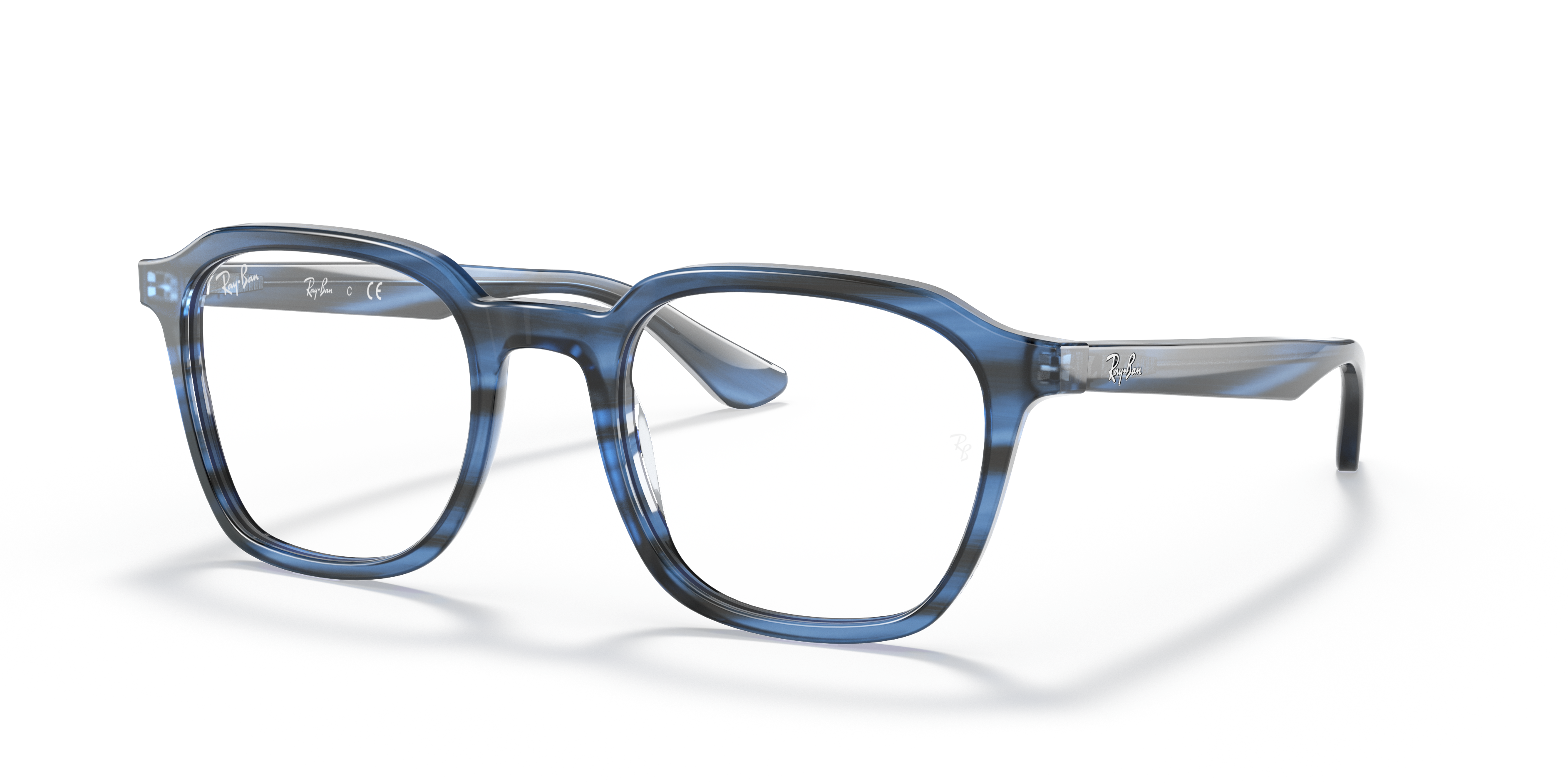 Ray-Ban Eyeglasses Unisex Rb5390 Optics - Striped Blue Frame Clear Lenses Polarized 50-21