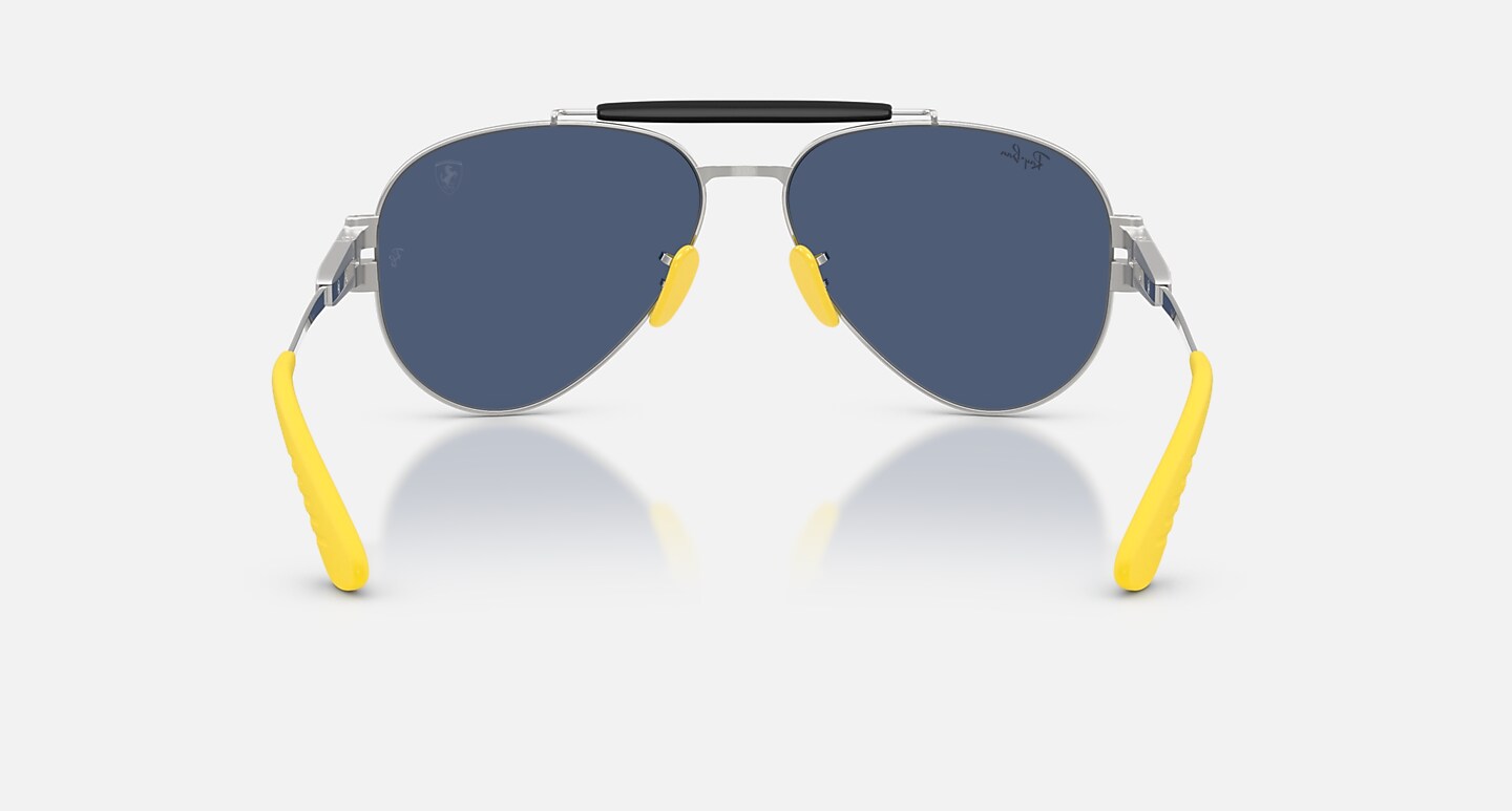 Ray-Ban Sunglasses Unisex Rb3762m Scuderia Ferrari Collection - Matte Silver Frame Blue Lenses 58-14