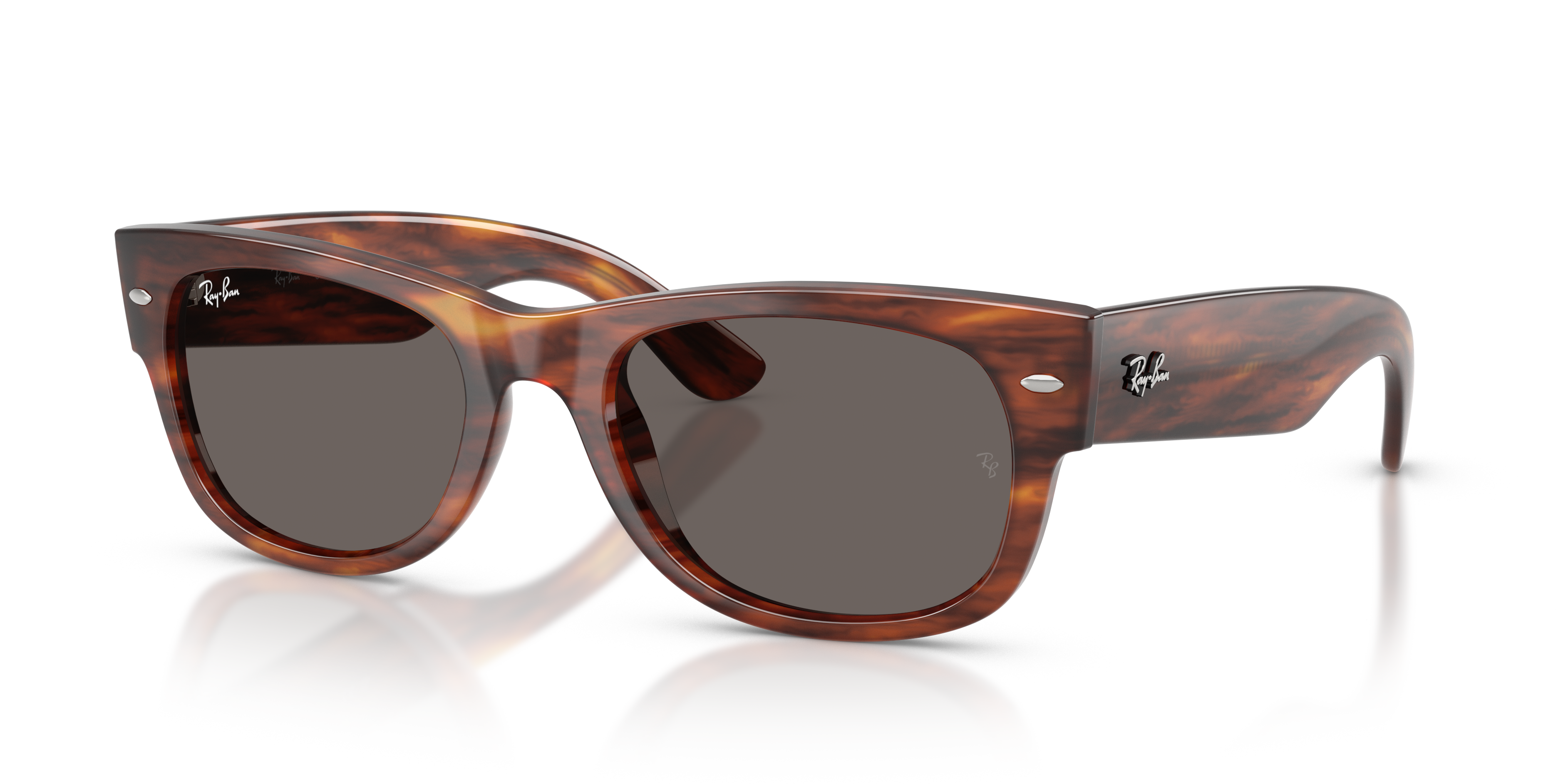 MEGA WAYFARER II Polished Striped Havana Frame Dark Grey Lenses 52-21