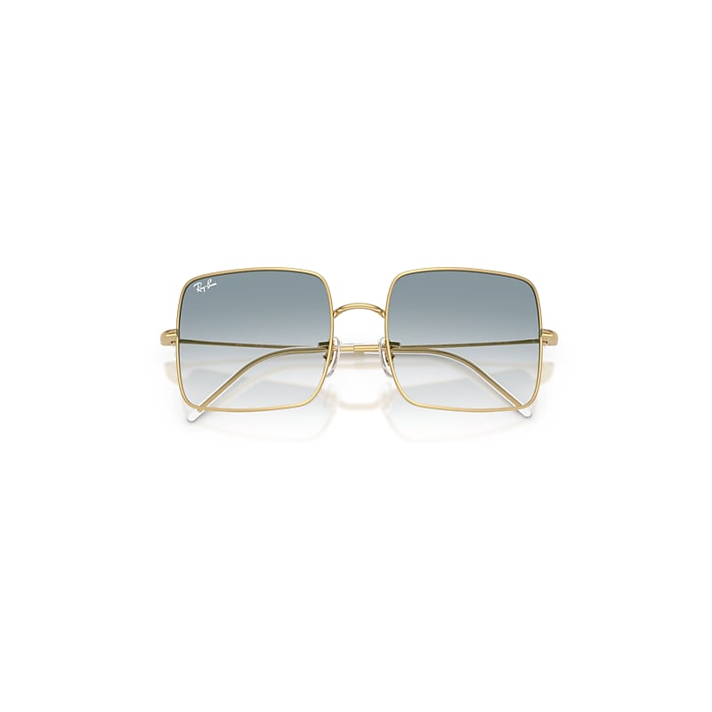 Ray Ban Square 1971 Reverse Sunglasses Arista Gold Frame Blue Lenses 56-19 In Gold