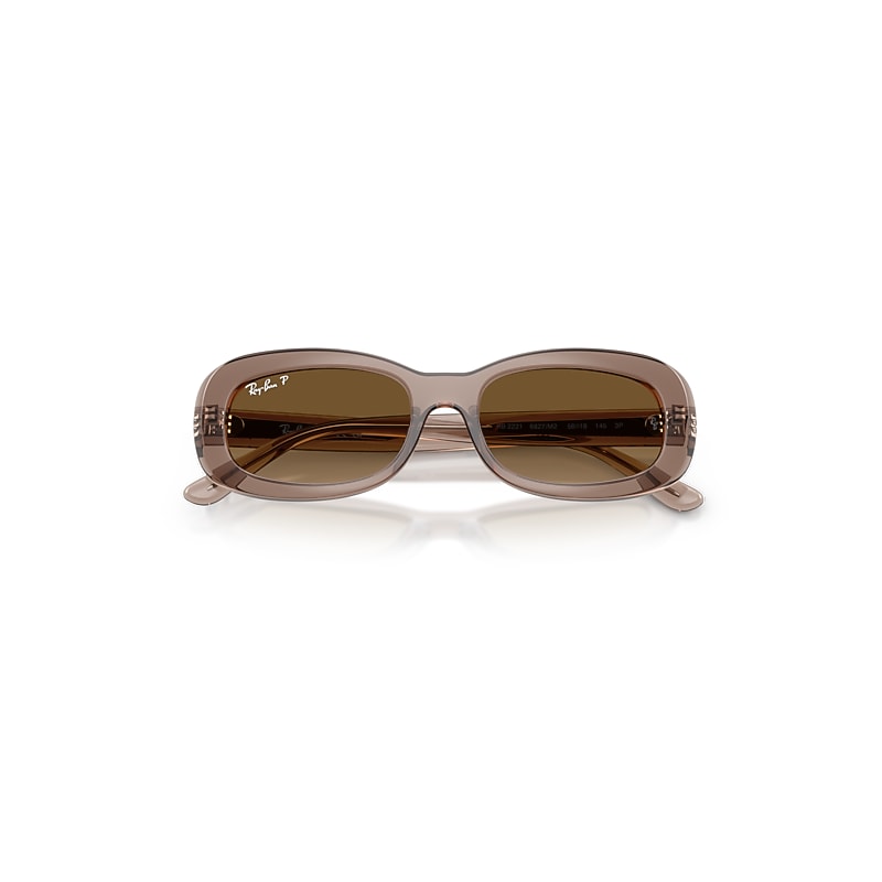 Ray Ban Rb2221 Sunglasses Transparent Beige Frame Brown Lenses Polarized 53-18