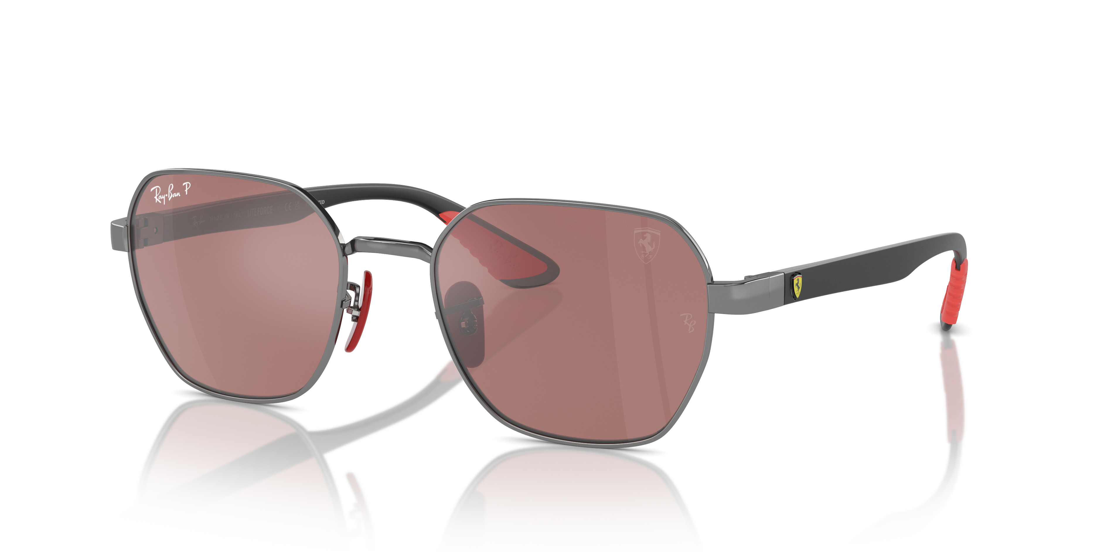 RB3794M SCUDERIA FERRARI COLLECTION Polished Gunmetal Frame Purple & Silver Lenses 54-20