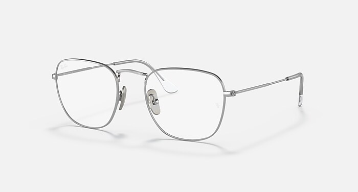 Ray-Ban Eyeglasses Man Frank Titanium Optics Prescription - Silver Frame Clear Lenses 51-20