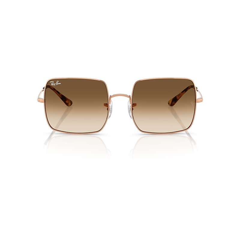 Ray Ban Square 1971 Classic Sunglasses Rose Gold Frame Brown Lenses 54-19 In Rose Gold