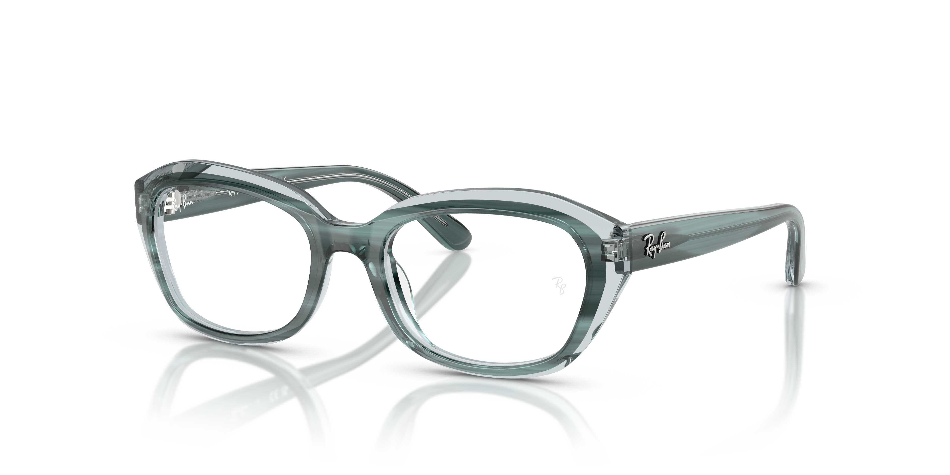 RB1636 OPTICS KIDS Polished Striped Green On Transparent Green Frame Clear Lenses 46-17
