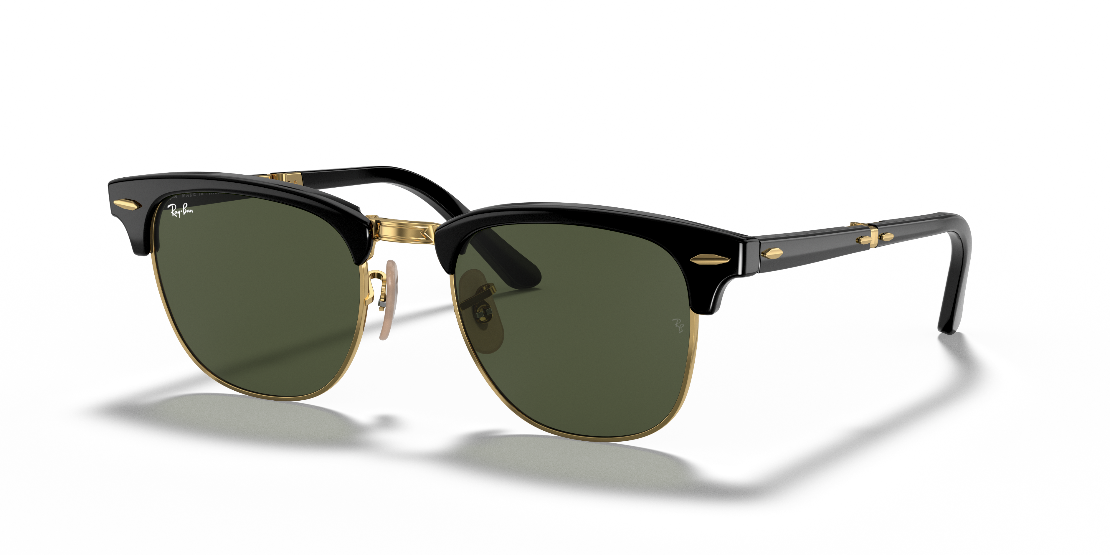 CLUBMASTER FOLDING Polished Black Frame G-15 Green Lenses 51-21