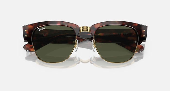 Ray-Ban Sunglasses Unisex Mega Clubmaster - Tortoise On Gold Frame Green Lenses 50-21