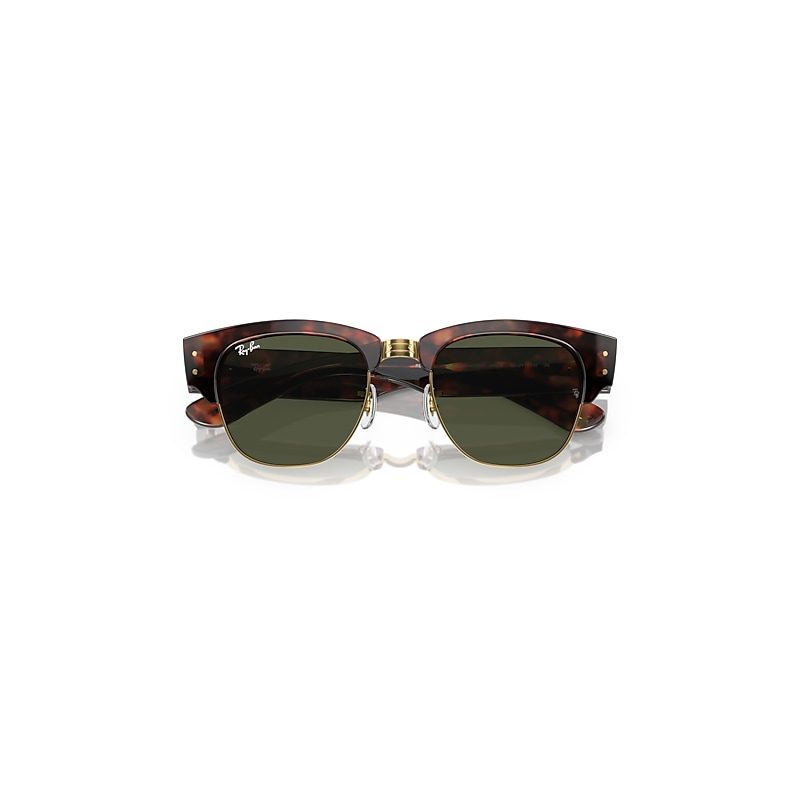 Ray-Ban Mega Clubmaster Sunglasses Tortoise On Gold Frame Green Lenses 53-21