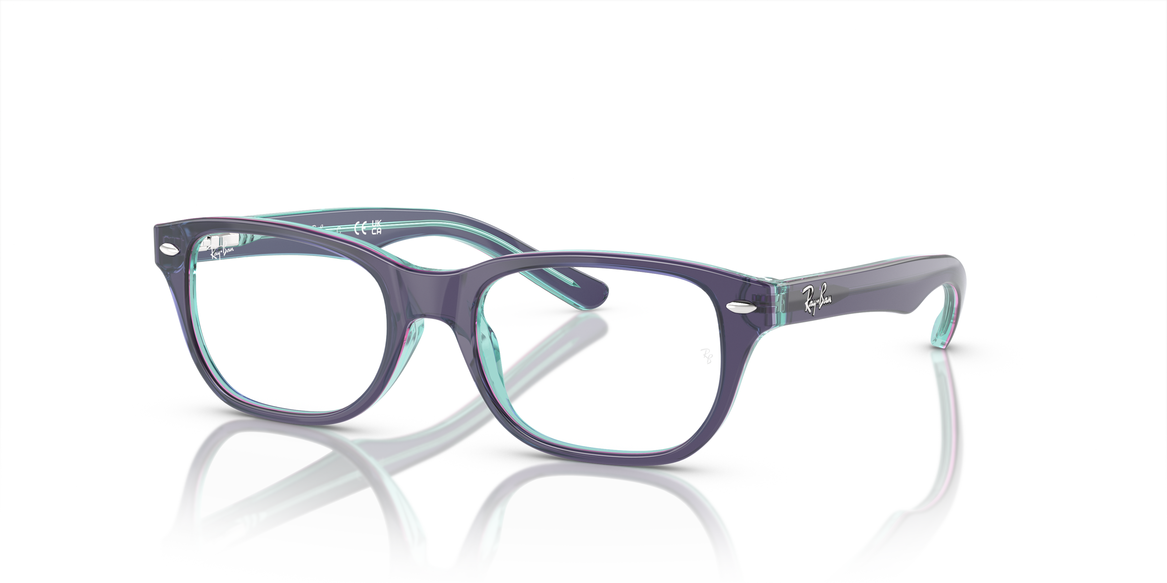 RB1555 OPTICS KIDS Polished Top Blue & Violet & Light Blue Frame Demo Lens Lenses 46-16