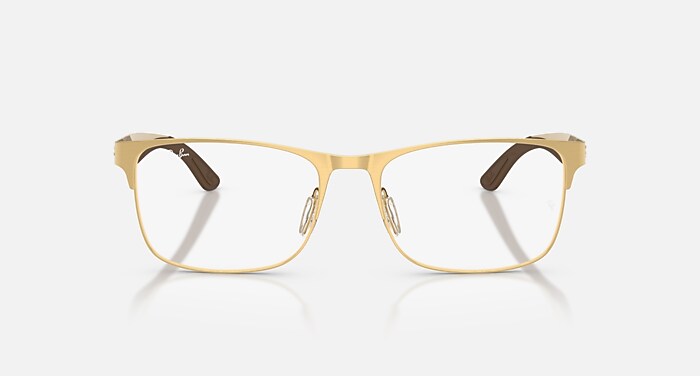 Ray-Ban Eyeglasses Unisex Rb7550 Optics Prescription - Arista Gold Frame Clear Lenses 55-18 Polarized