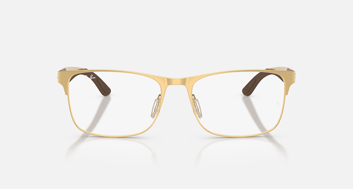 Ray-Ban Eyeglasses Unisex Rb7550 Optics Prescription - Arista Gold Frame Clear Lenses 55-18 Polarized