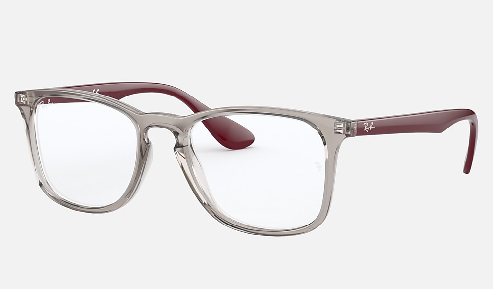 Ray Ban Unisex Full Rim Square Eyeglasses RB7074 Clear Grey Frame 52-18-145 RB7074 OPTICS Eyeglasses with Transparent Grey Frame  main image 3