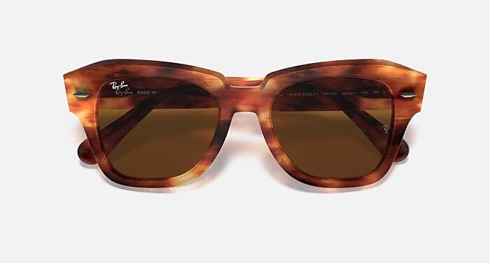 Ray-Ban RB2186 サングラス STATE STREET FLECK Sunglasses in Grey Havana and Grey