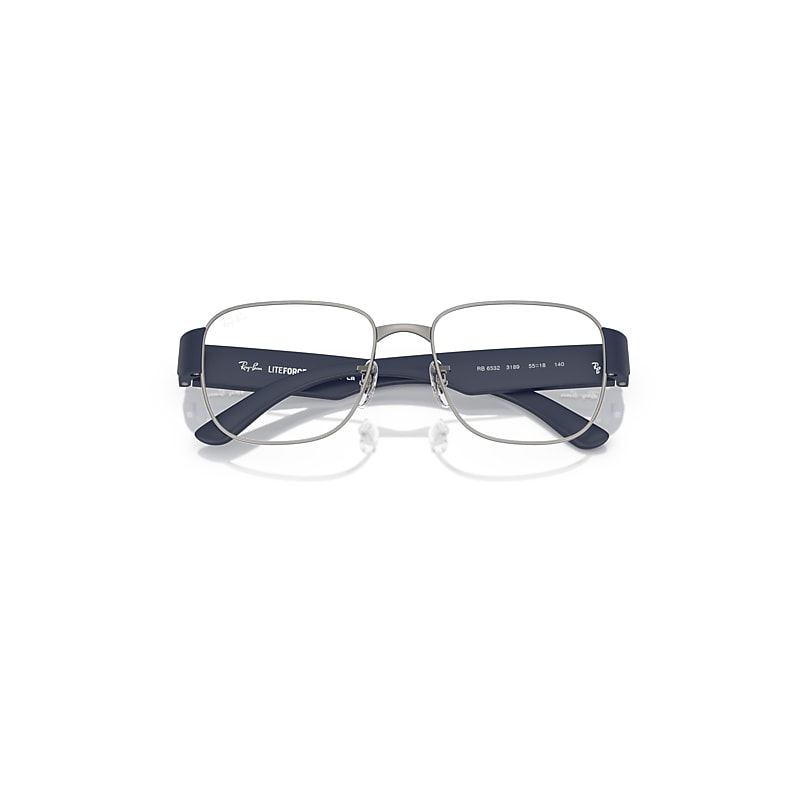 Ray Ban Rb6532 Optics Eyeglasses Sand Dark Blue Frame Clear Lenses Polarized 55-18 In Sand Dark Blue