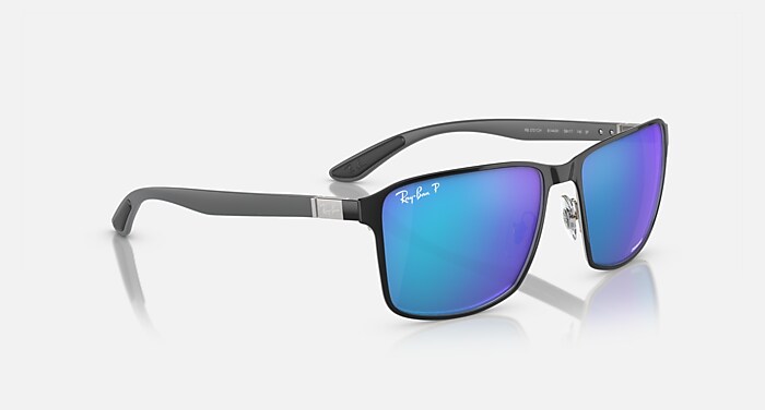 RB3721CH CHROMANCE Sunglasses in Black On Silver and Blue