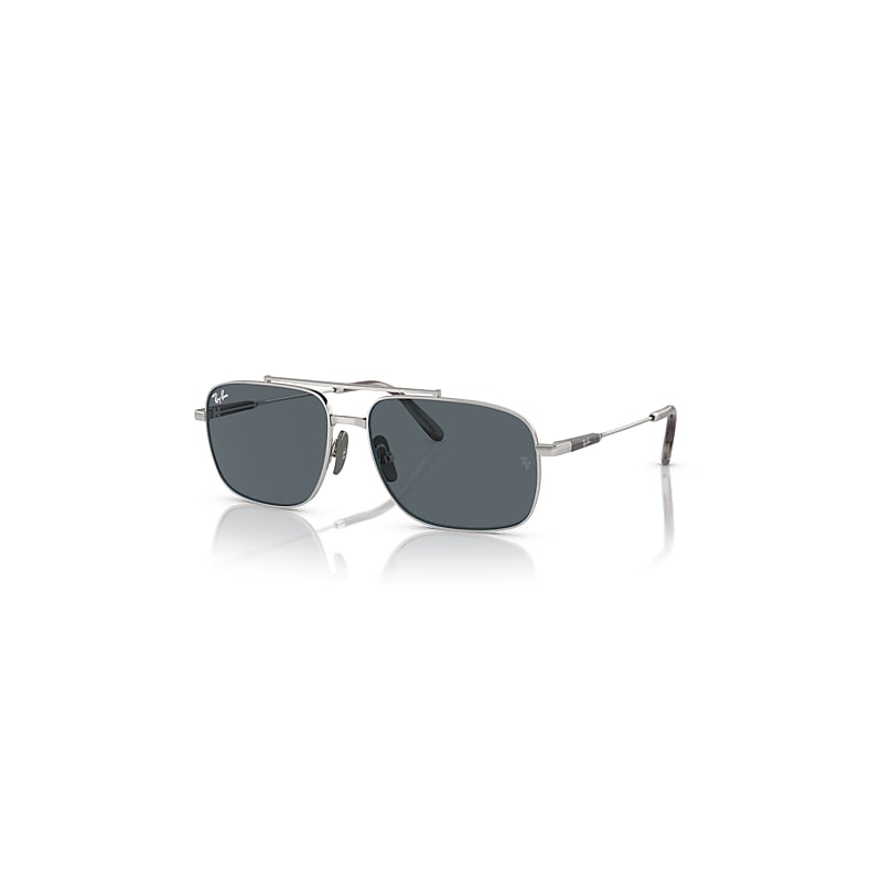 Ray-Ban Sunglasses Unisex Michael Titanium - Silver Frame Blue Lenses 59-15