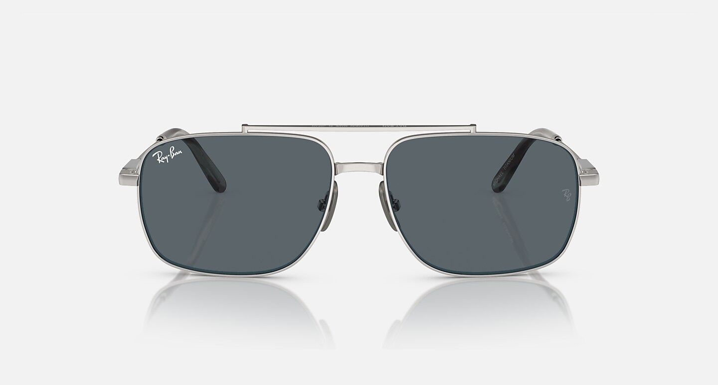 Ray-Ban Sunglasses Unisex Michael Titanium - Silver Frame Blue Lenses 59-15