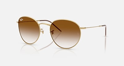 Ray-Ban Sunglasses Unisex Round Reverse - Arista Gold Frame Green Lenses 53-21