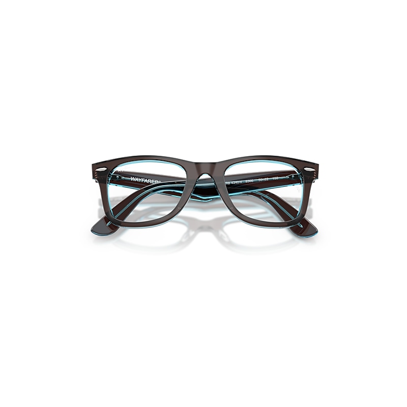 Ray Ban Wayfarer Ease Optics Eyeglasses Brown On Transparent Blue Frame Clear Lenses Polarized 50-22