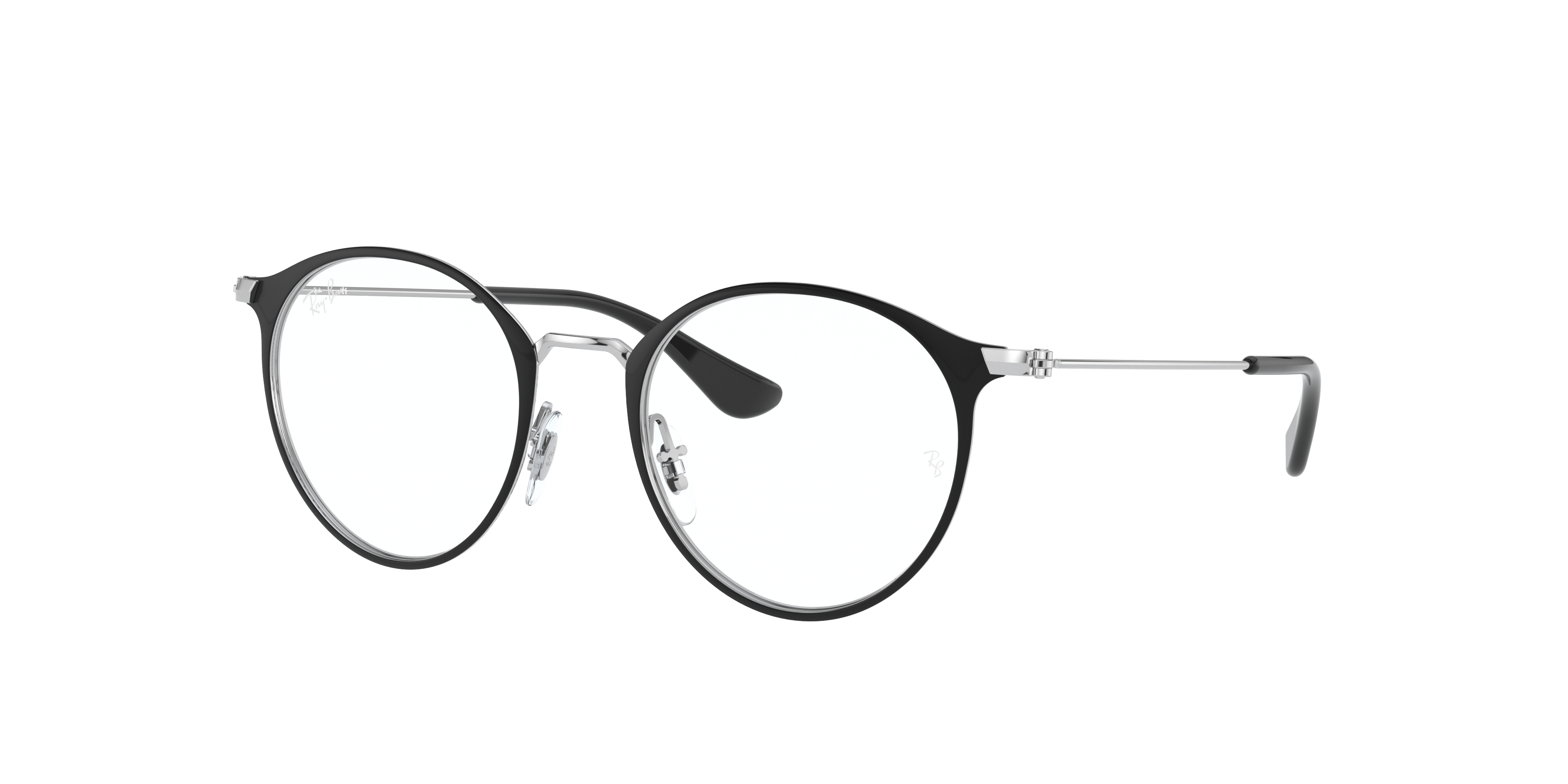 RB1053 OPTICS KIDS Polished Black On Silver Frame Clear Lenses 45-18