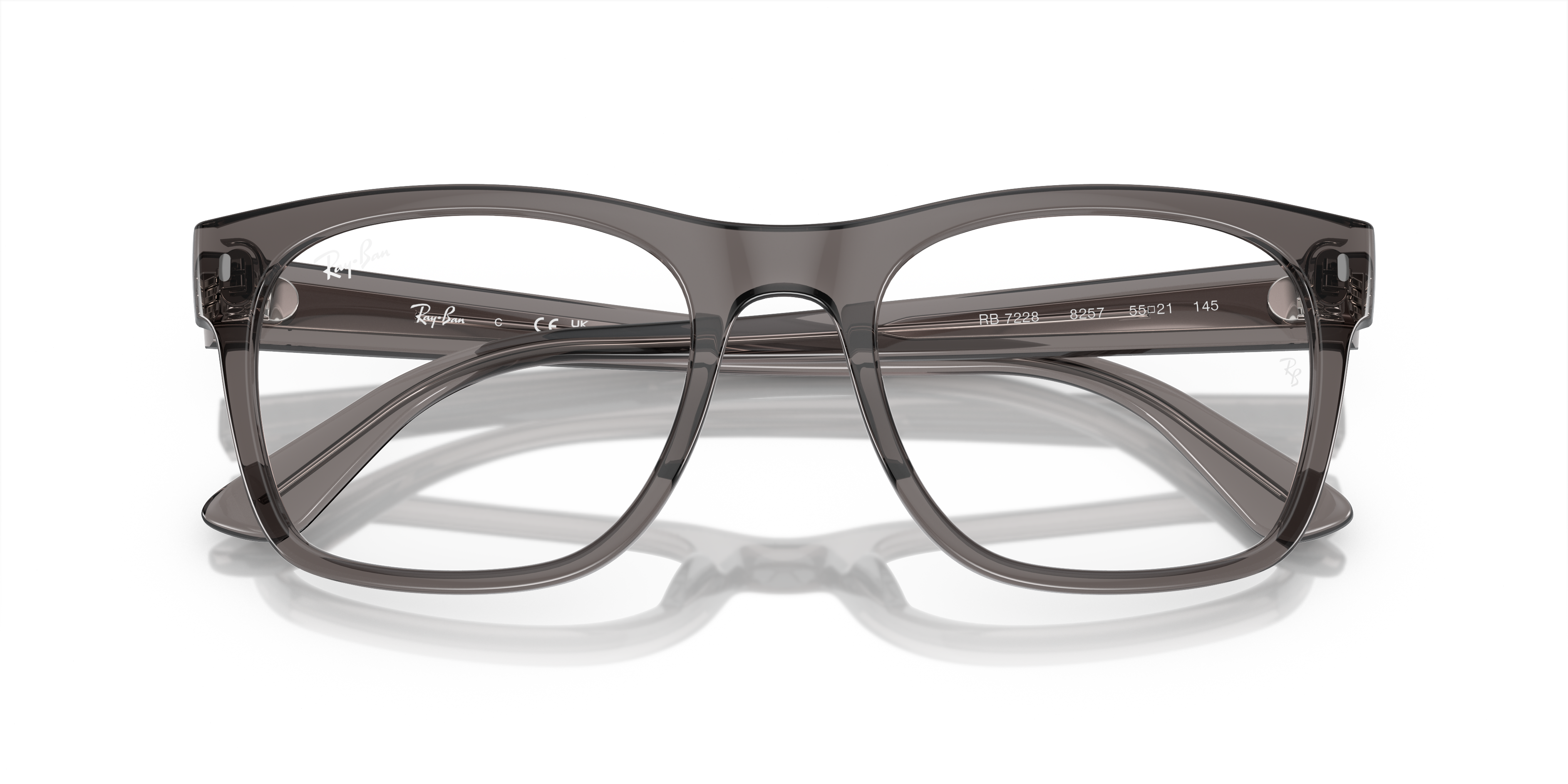 Ray-Ban Rb7228 Optics Eyeglasses Opal Dark Grey Frame Clear Lenses Polarized 53-21 189$
