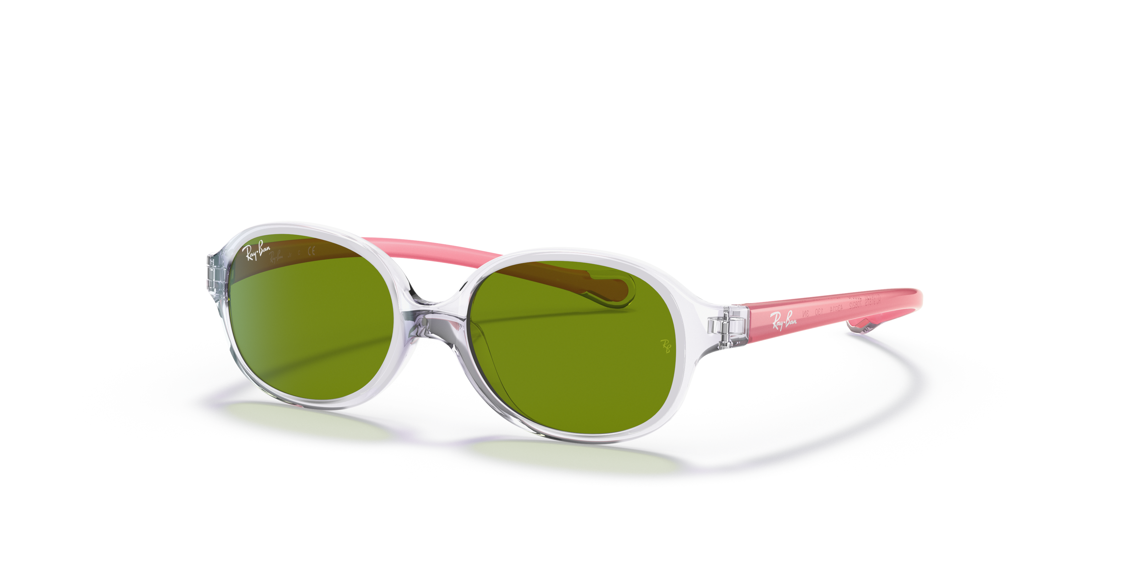 RB9187S KIDS Polished Transparent Light Violet Frame Green Lenses 43-14