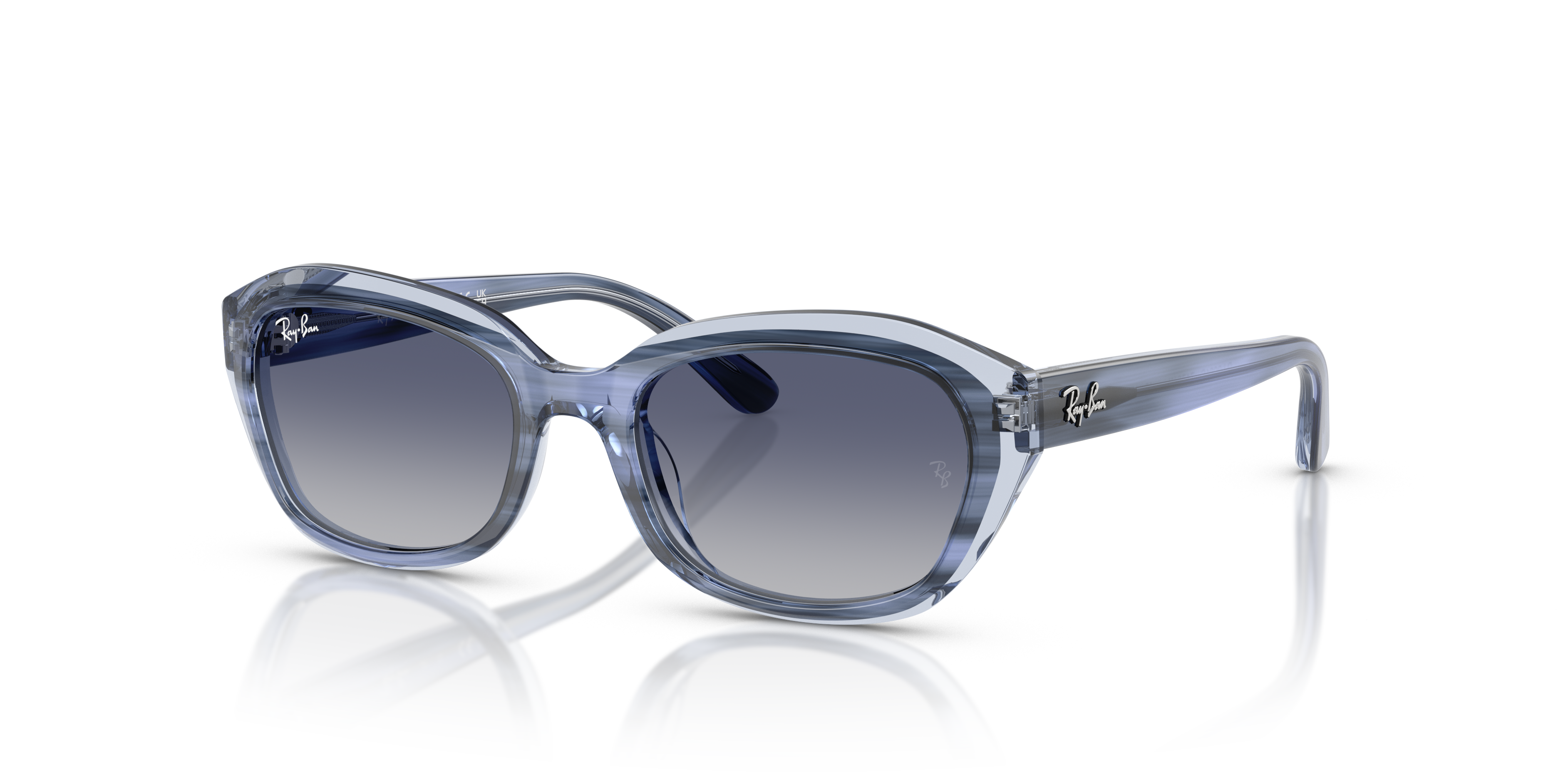 RB9081S KIDS Polished Striped Blue On Transparent Blue Frame Grey Gradient Blue Lenses 48-17
