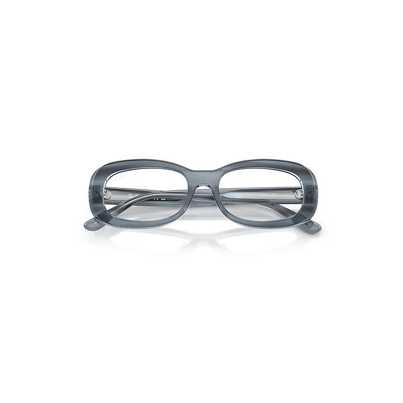 Ray Ban Rb2221v Optics Eyeglasses Striped Blue Frame Clear Lenses Polarized 53-18 In Blue