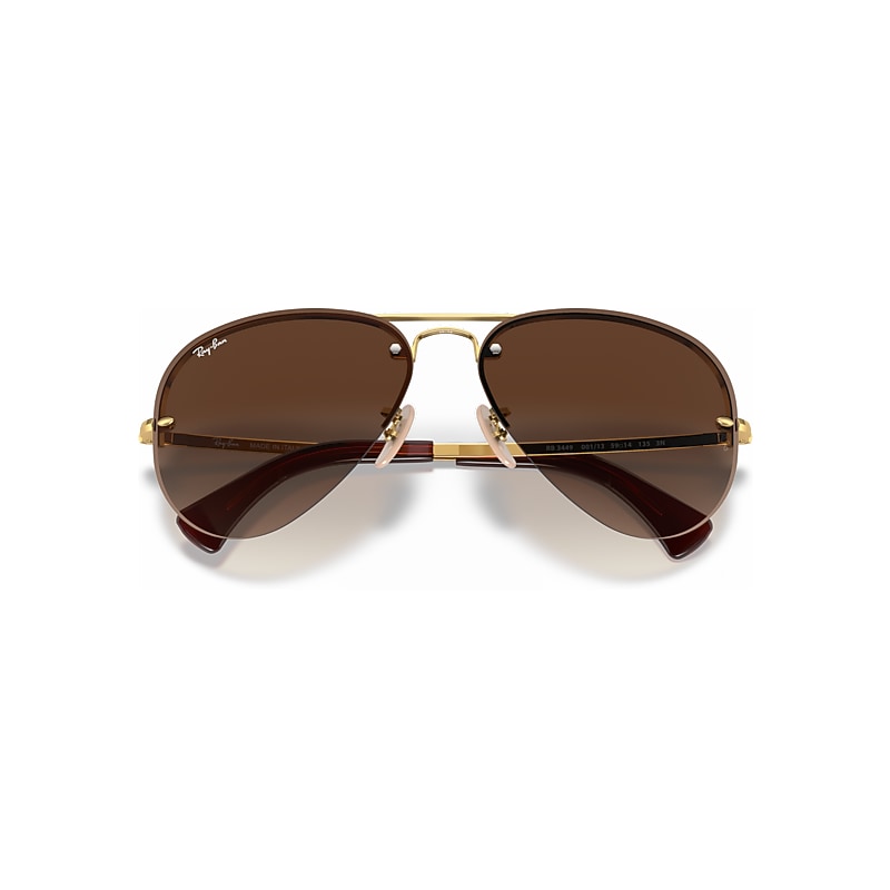 Ray-Ban Rb3449 Sunglasses Arista Gold Frame Brown Lenses 59-14