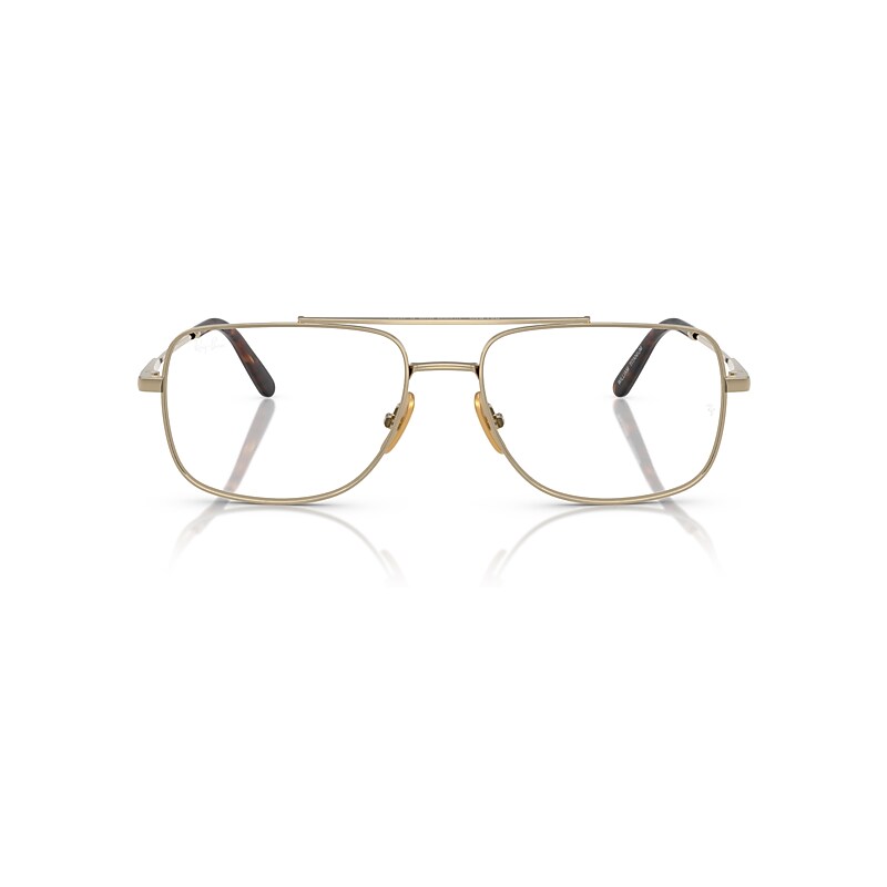 Ray Ban William Titanium Optics Eyeglasses Arista Gold Frame Clear Lenses Polarized 58-17 In Arista Gold