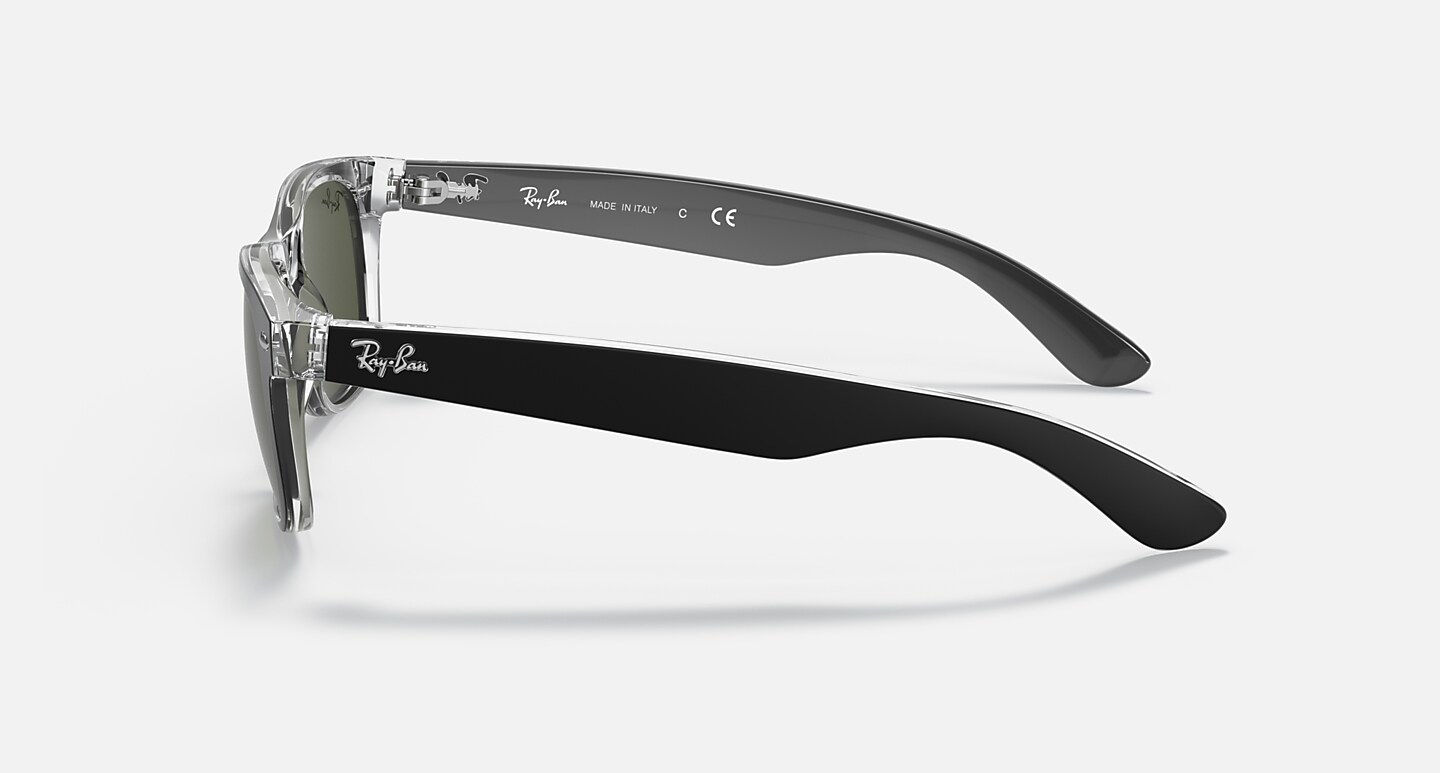 Ray-Ban Sunglasses New Wayfarer Color Mix Black On Transparent Frame Green Lenses