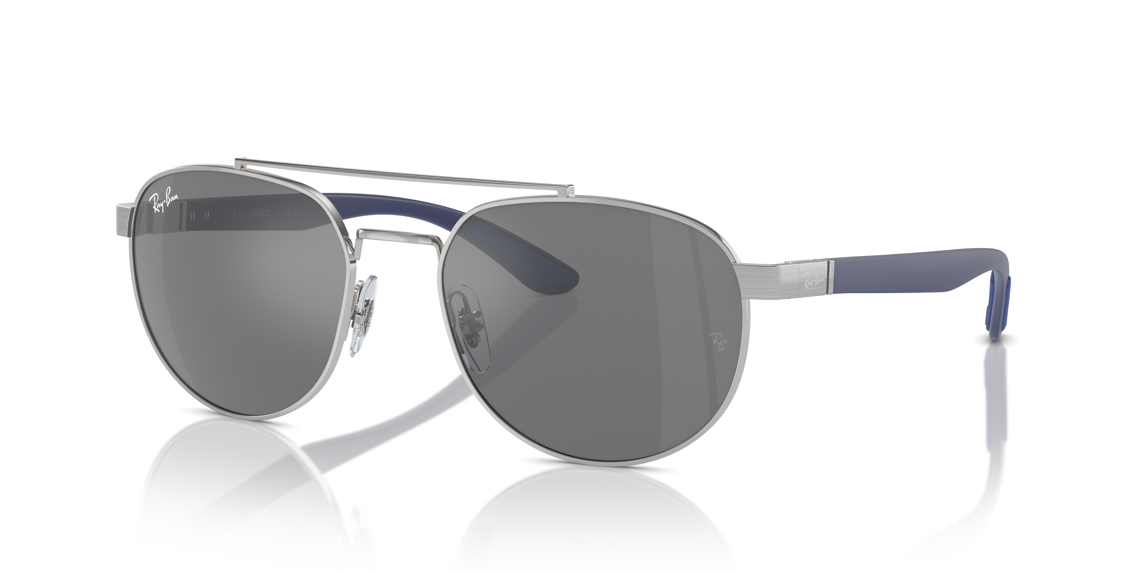 RB3736 Polished Silver Frame Grey Lenses 56-19