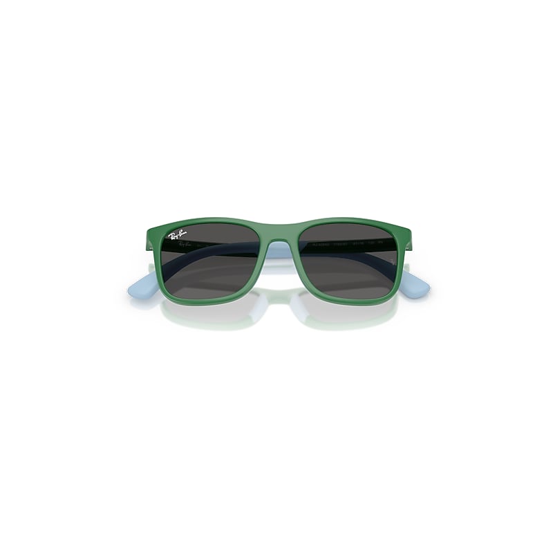 Ray-Ban Rb9084s Kids Bio-based Sunglasses Green On Rubber Light Blue Frame Grey Lenses 47-16
