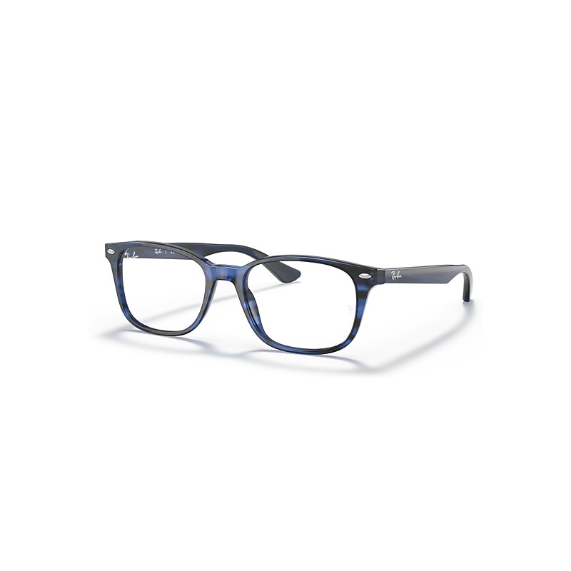 Ray-Ban Eyeglasses Unisex Rb5375 Optics - Striped Blue Frame Clear Lenses Polarized 53-18