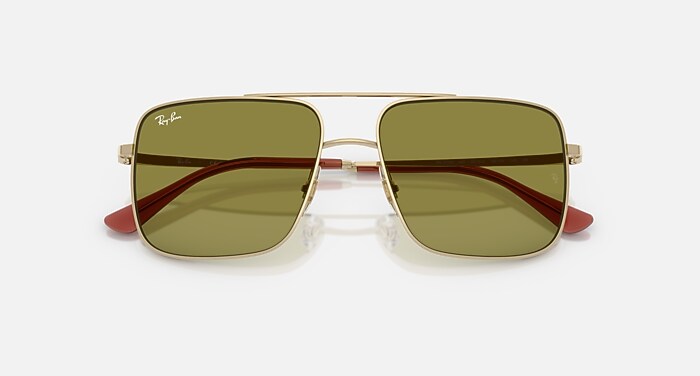 Ray-Ban Sunglasses Unisex Ari Bio-based - Pale Gold Frame Green Lenses 56-16
