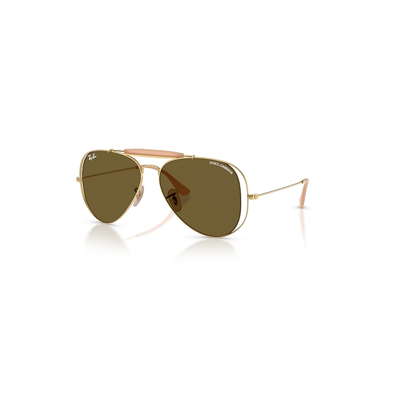 Ray-Ban Sunglasses Unisex The Outdoorsman By Dolce&gabbana - Arista Gold Frame Brown Lenses 58-14