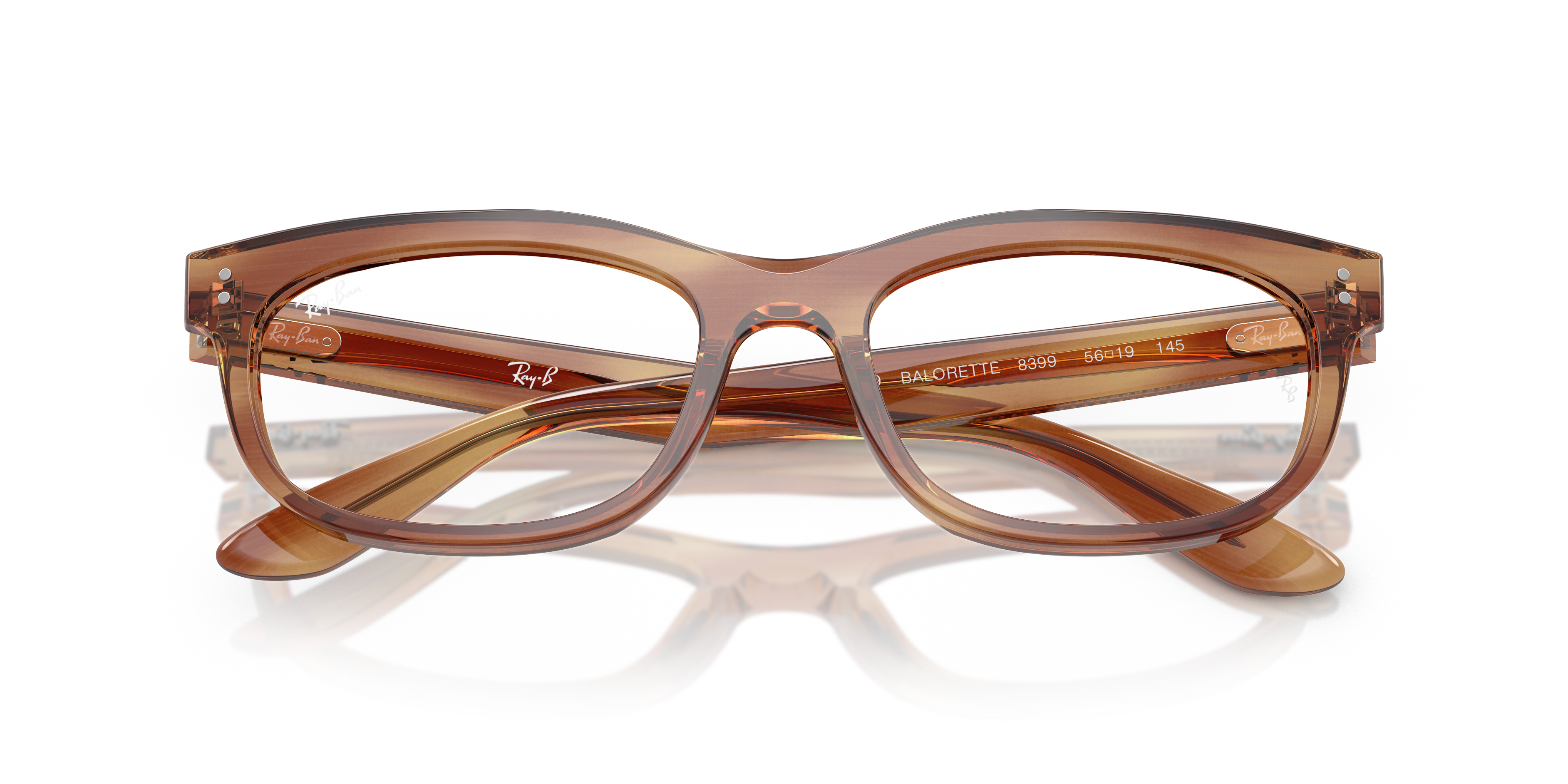 Ray-Ban Balorette Optics Eyeglasses Striped Brown Frame Clear Lenses Polarized 56-19 105$